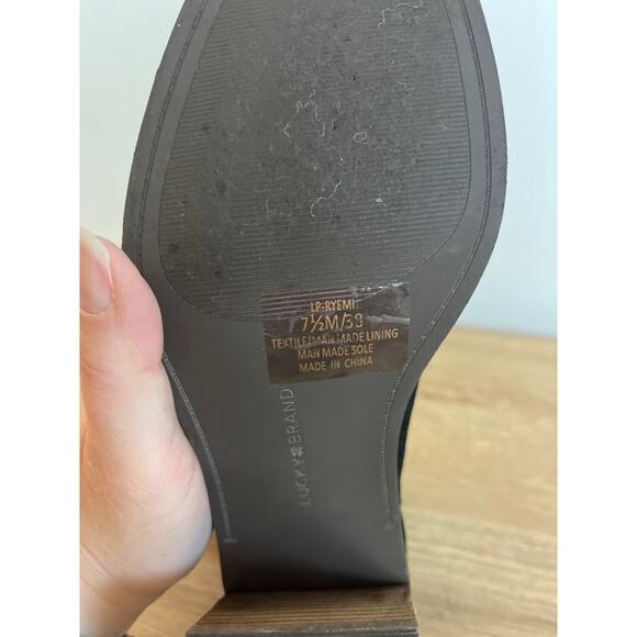 Lucky Brand Womens Ryemi Bootie Peep Toe Suede Size 7.5 Black Pull-On Fall Boho - Picture 8 of 8
